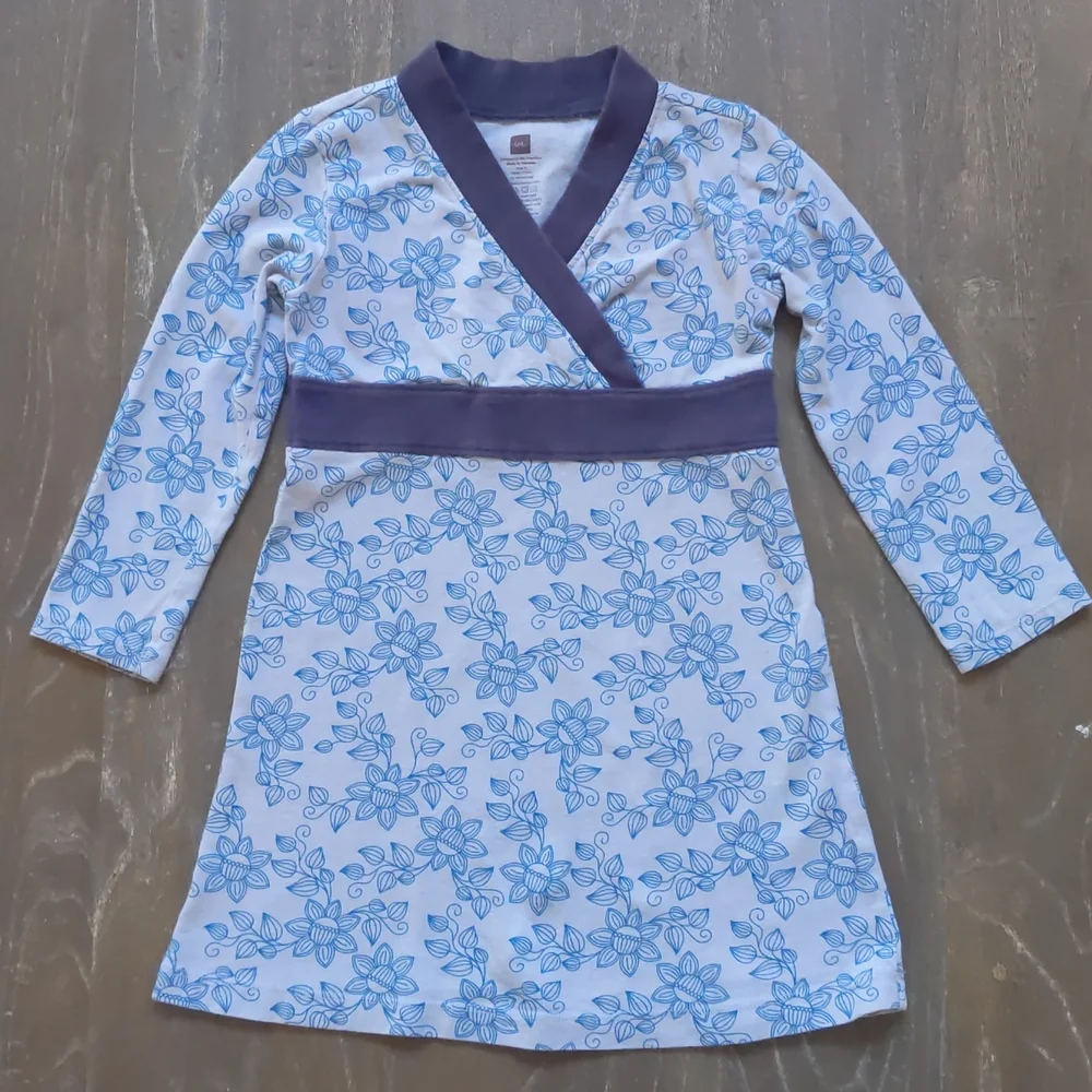 Size 4 Tea Collection Faux Kimono Cotton Wrap Dress